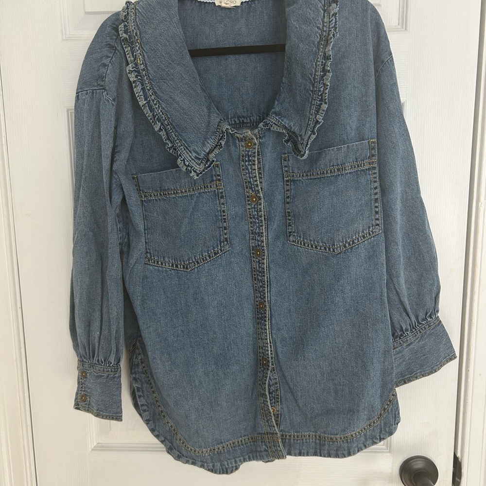 Pilcro Blue Denim Top